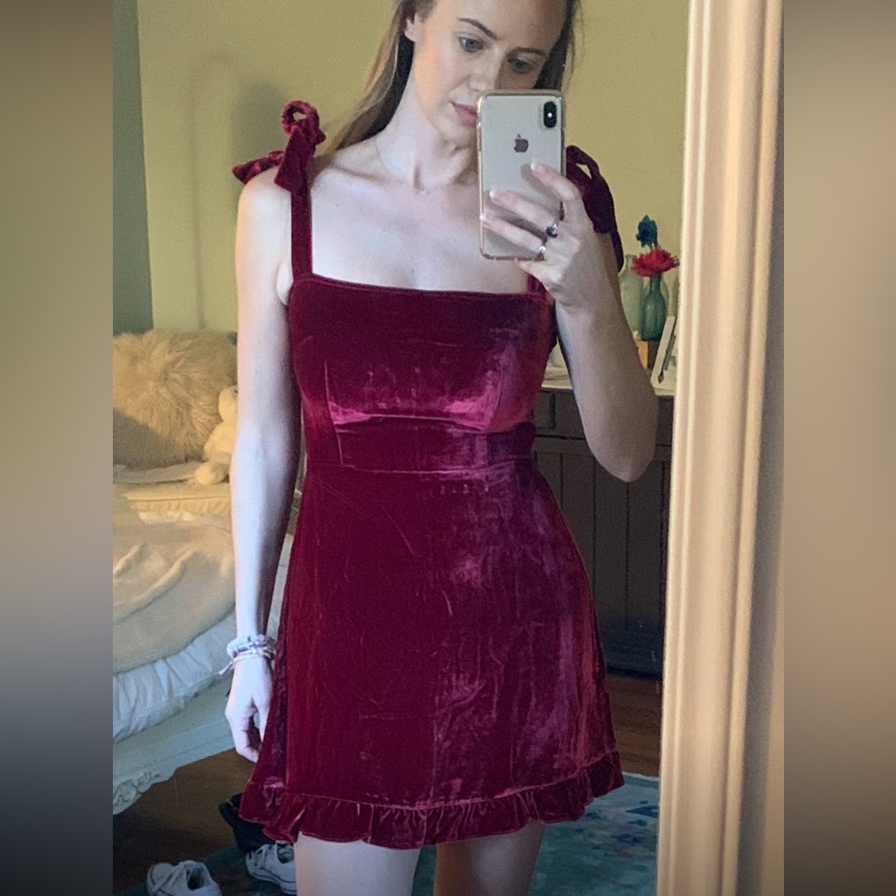 Reformation red velvet mini dress